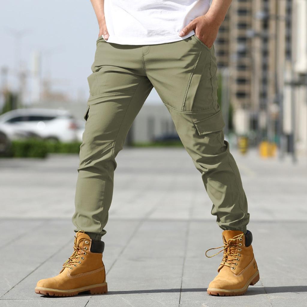 Men's Multi Pocket Work Pants For Sports And Outdoor Activities, Multi Pocket Casual Pants
