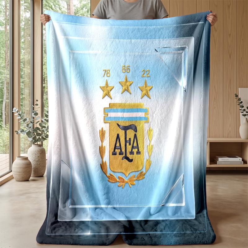 Argentina Football Printed Flannel Blanket Skin Friendly Warm Decorative Throw for Indoor Couch Bed Daily Use