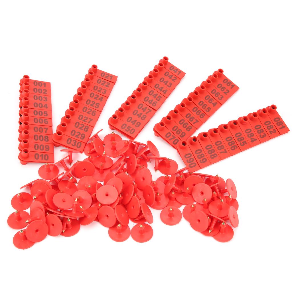 Pig Cattle and Sheep Ear Tag Farm Animal Indentification Card Goat Ear Label 100 PackRed