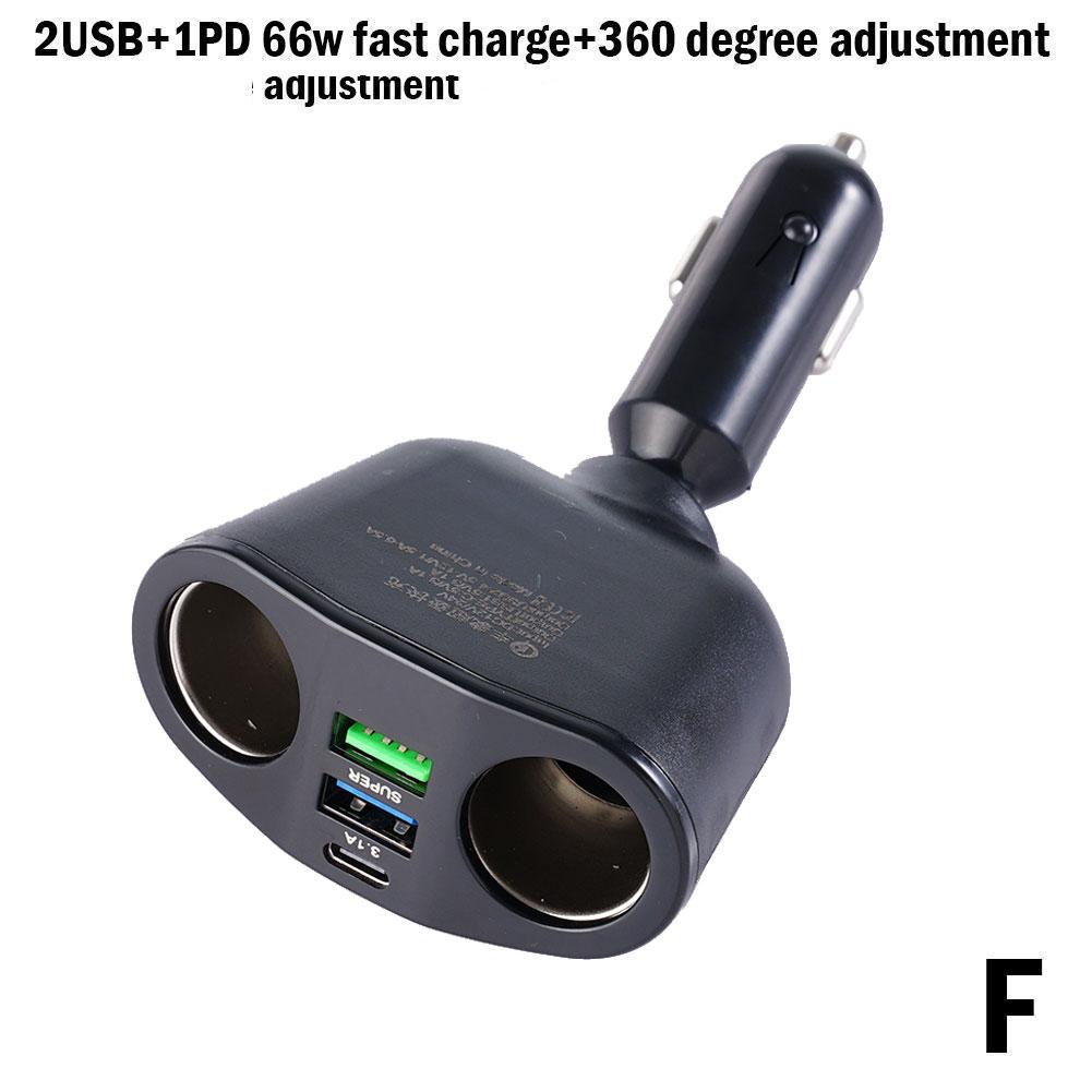 Car Cigarette Lighter Socket Splitter PD QC3.0 Fast Charging 2 USB Charger 5 Ports For Mobile Phone DVR Charging