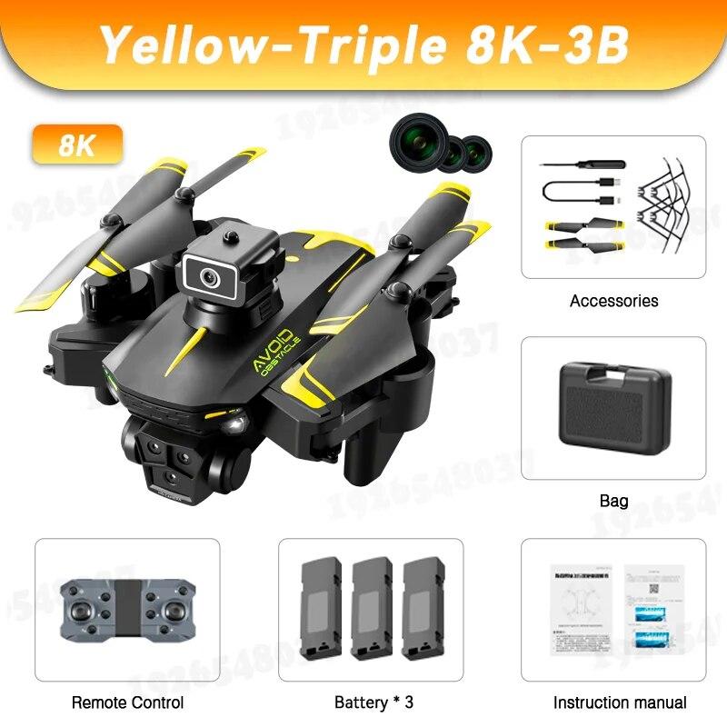 Новый KY605S RC Дрон GPS 8K Professinal с тремя камерами Широкоугольный оптический локализация потока Четырехсторонний квадрокоптер для предотвращения препятствий