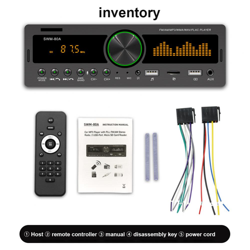 Головное устройство 1 DIN Audio Copy Bluetooth TF USB AUX FM AM радио Автомобильный локатор MP3-плеер FM AM 12 В USB/SD/AUX вход