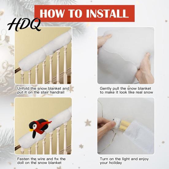 Indoor Balcony Railing Decor Christmas Stair Snow Decoration Set 3 Pcs Cute Santa Snowman Penguin Holiday Home Festive Ornaments Staircase