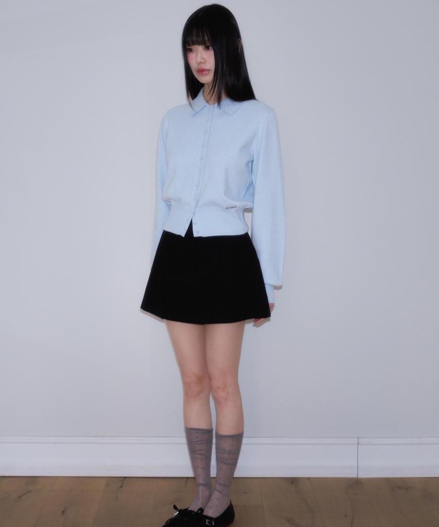 Rose Franz Frill Waist Pintuck Miniskirt [Black]