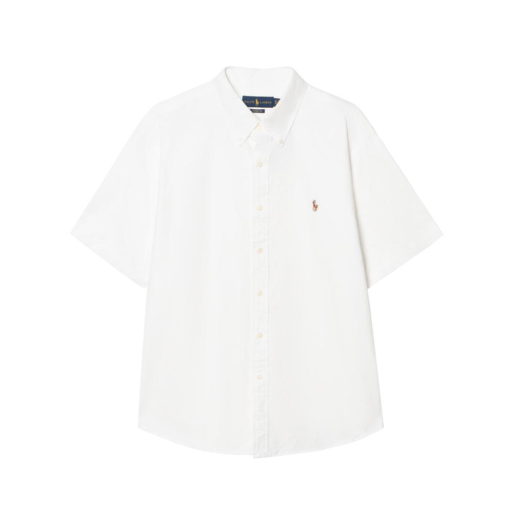 Polo Ralph Lauren Однотонная рубашка с воротником поло на одной пуговице Мужские рубашки Белый 710745385-002