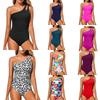 One Shoulder 1 Piece Swimsuit For Women Bathing Suits Full Coverage Swimwear Bikini Ruched Lace Up Bralette Vintage Biquinis