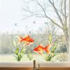 Red Goldfish Design Window Sticker, Transparent Electrostatic Adhesion No Glue Glass Decal for Living Room Bedroom Entrance Hall Home Decor