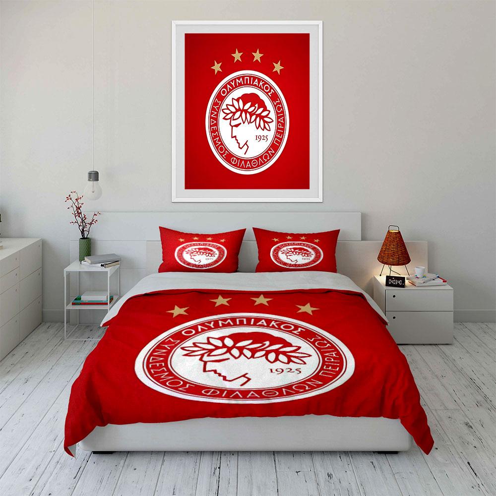 Olympiacos logo and stars. Bedding sets Duvet cover sets Duvet covers Pillowcases(1 * Duvet Cover 2 * Pillowcases without duvet insert)