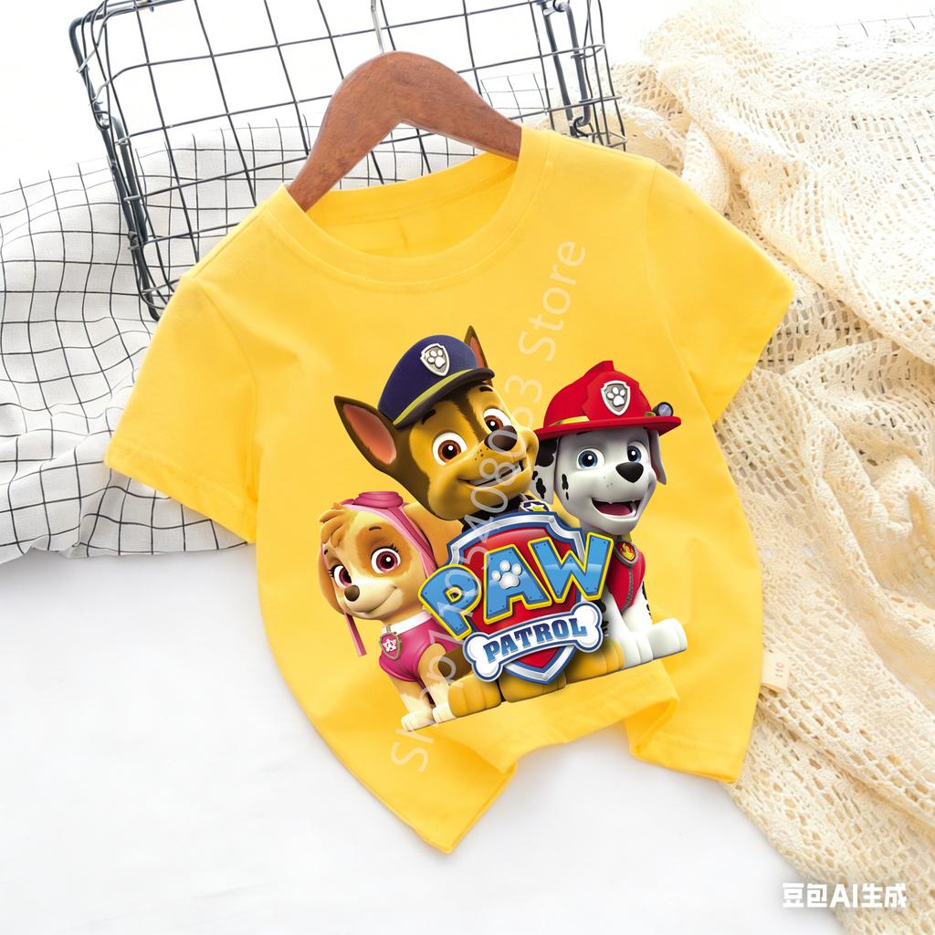 Paw Patrols Baby TShirt Girls Boys Clothes Cartoon Anime Chase Skye Figure Printed Toddler Tops Summer Clothes Gift