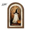 Autumn Tiered Tray Decor Ghost Arched Wall Decor, Cute Halloween Table Sign, Rustic Farmhouse Entryway Tabletop Sign Shelf Art for Mantel Living Room