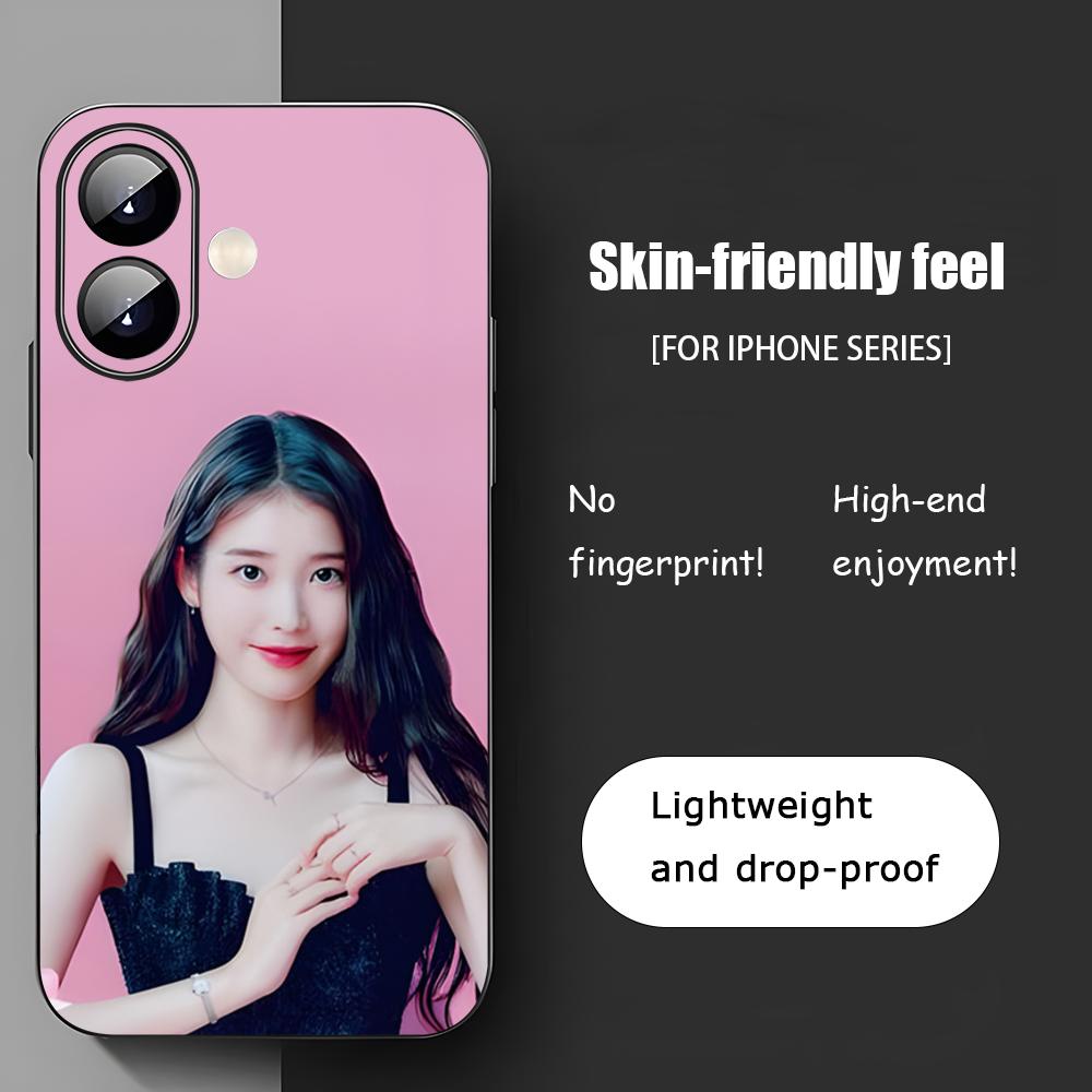 Популярная звезда IU Чехол для телефона Для iPhone 16 15 14 13 12 11 X XR XS 8 Plus Mini Pro Max Мягкий черный Ударопрочный Чехол