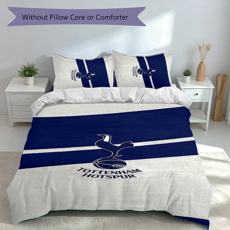 3pcs Tottenham Hotspur F.C Duvet Cover Set, Includes 1 Duvet Cover and 2 Pillowcases,Skin-Friendly&Comfortable Fabric,Suitable Bedding Sets