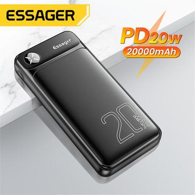 Essager Power Bank 20000 мАч USB Type C PD QC 3,0 Powerbank Портативный внешний аккумулятор Зарядное устройство для Xiaomi 20000 мАч Повербанк