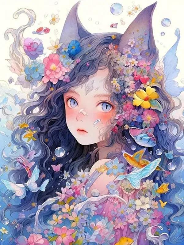 5d diy мультфильм алмазная живопись, цветочная вышивка, девичник, полный круг алмазная вышивка крестиком, художественное украшение дома, подарок для хобби