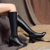 Женские сапоги на высоком каблуке с универсальным темпераментом и толстым каблуком.. Новые осенне-зимние сапоги оверсайз.