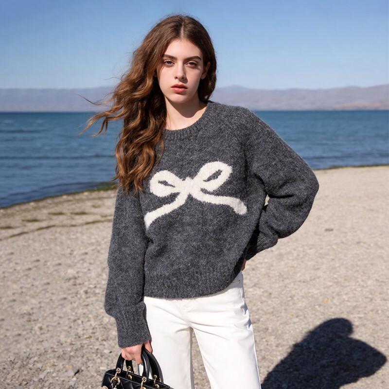 TonLion Women's Wool-Blend Bowknot Knit Sweater
