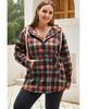 Azura Exchange Red Plus Size Plaid Kangaroo Pocket Drawstring Hoodie