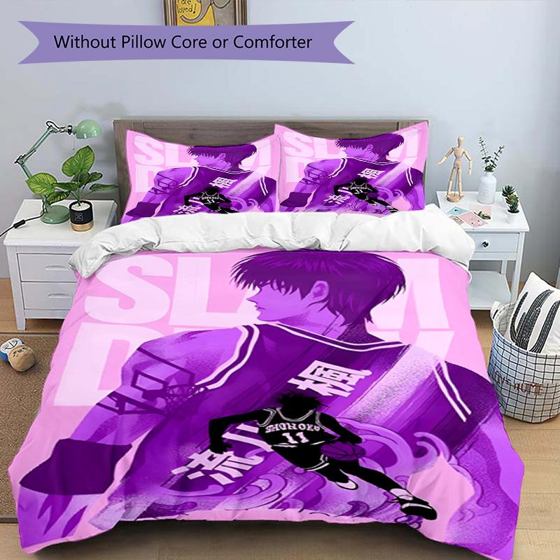 3pcs Duvet Cover Set (1*Duvet Cover + 2*Pillowcase, Without Core), SLAM DUNK Print Bedding Set, Bedroom Decor, All‑Season, Birthday Gift