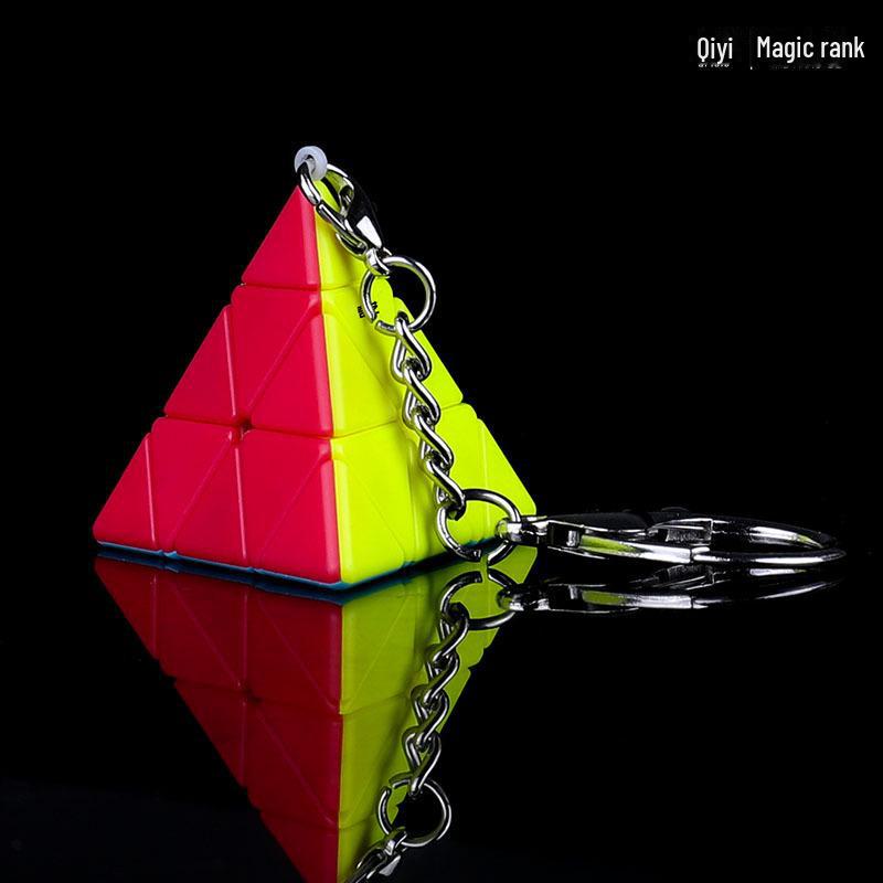 Qiyi Maple Leaf Pyramid Keychain Mini Rubik's Cube - Colorful and Fun Puzzle Toy