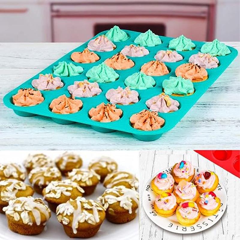 24-Hole Silicone Cake & Muffin Mold Baking Tray