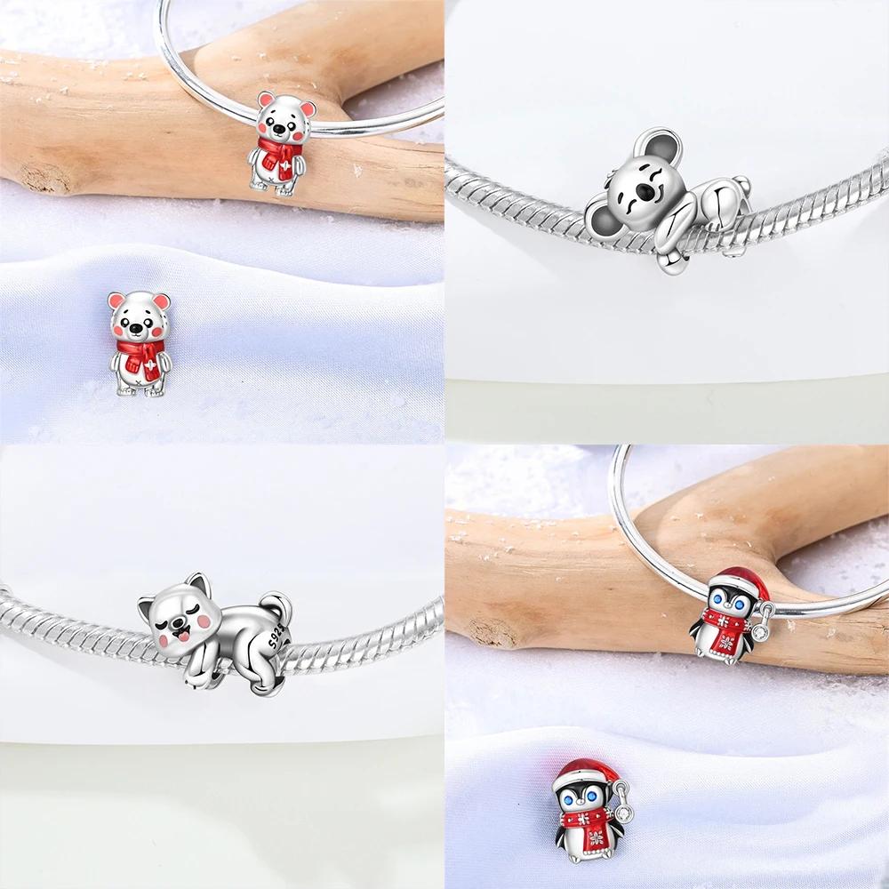 Оригинальный Шарм Медь Пингвин Синий Циркон Кролик Коала Животные Бусины Подходит Браслет Аксессуар Подарок Ювелирные изделия Сделай сам Женщины