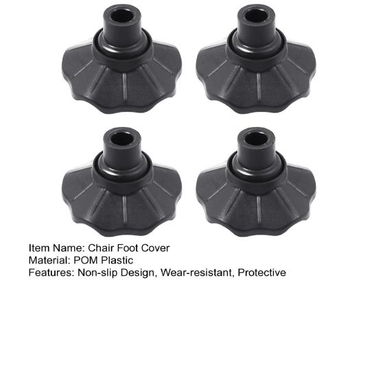 4 шт. Защитные чехлы для ножек стула Нескользящие Износостойкие Пластиковые Защитные накладки для ножек стула из ПОМ для газона Кемпинга Складного стула Колпачки для ножек