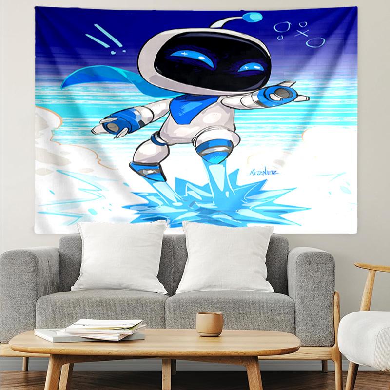 Space Adventure Astro Bot Tapestry Accessories Playroom Tapestry, for Bedroom,Livingroom, dormitory Room Wall Decor Fan Birthday Gifts