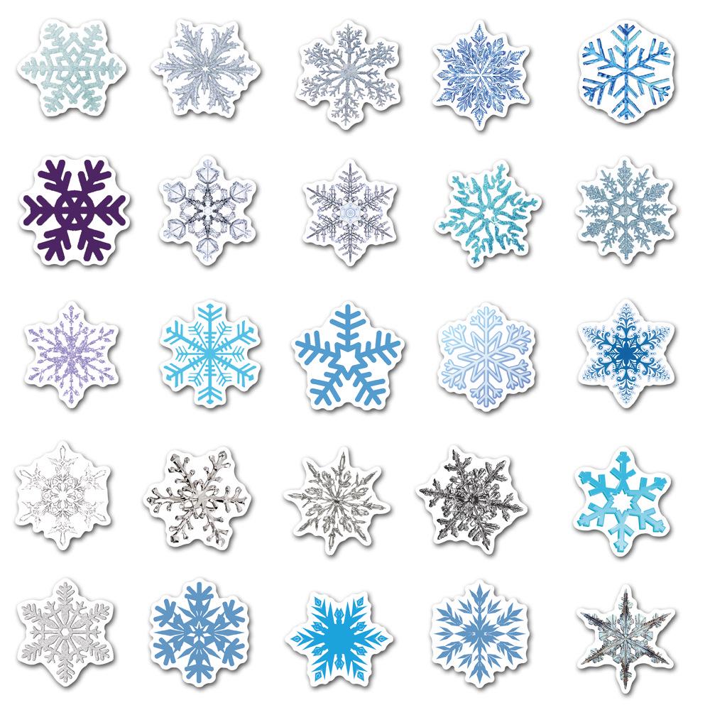 50 Christmas Snowflake Window Stickers: Waterproof, Removable Glass, Cabinet, and Door Decorations