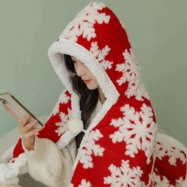 WTEMPO Осенне-зимнее рождественское снежное утолщенное многофункциональное одеяло из овечьей шерсти, шаль, накидка, фланелевое одеяло с большим ворсом