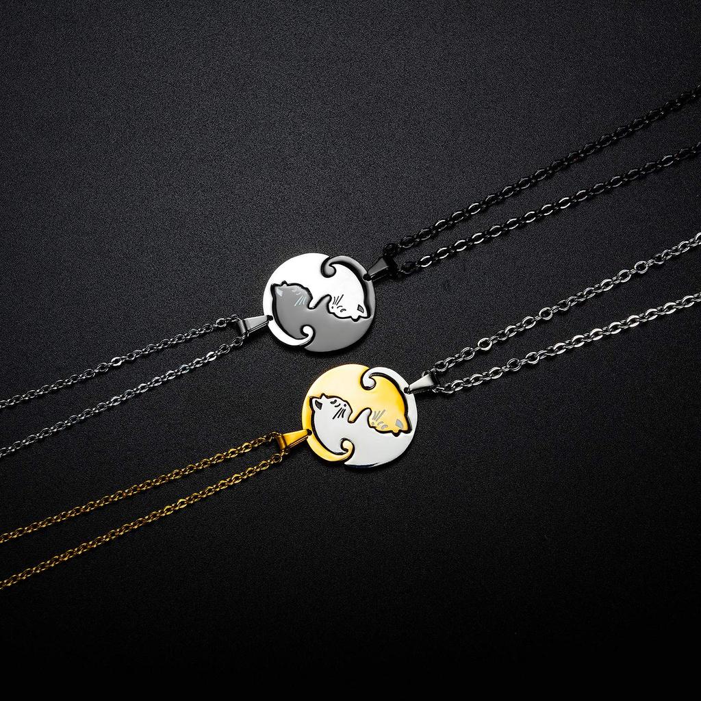 Пара Популярная для кошек Подарок для влюбленных [Rockyu] Ожерелье, Пары, Черный, Ожерелье, Милый, Унисекс, Популярный,