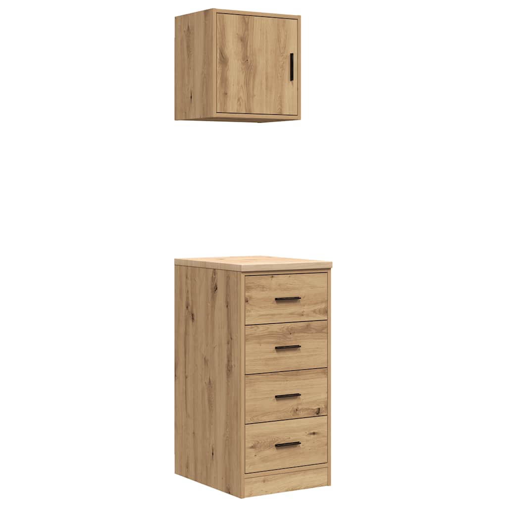 Garage Cabinets 2 pcs Artisan Oak Wood Based Material