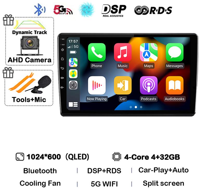 Android 14 Carplay Auto для Skoda Fabia 2 2007-2012 2013 2014 Автомобильный радиоприемник GPS стерео мультимедийный проигрыватель головное устройство 2 din WIFI+4G DSP