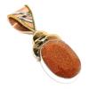 Natural Sunstone Gemstone Two Tone 925 Solid Sterling Silver Pendant 1.50'' V4K20