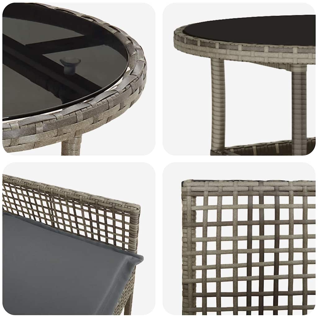 Garden Dining Set 3 pcs Grey Poly Rattan