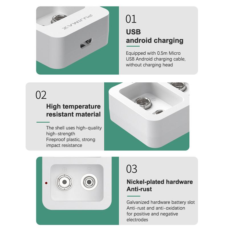 1 шт., 2 слота, 9 В, многофункциональное интеллектуальное быстрое зарядное устройство со светодиодными индикаторами