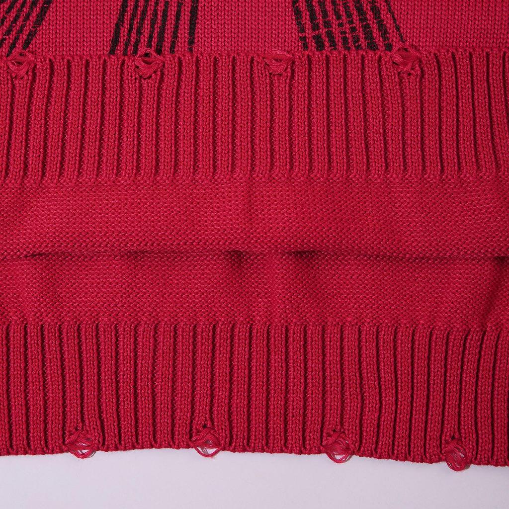 Свитер унисекс, рваный пуловер с принтом розовых глаз и скорпиона