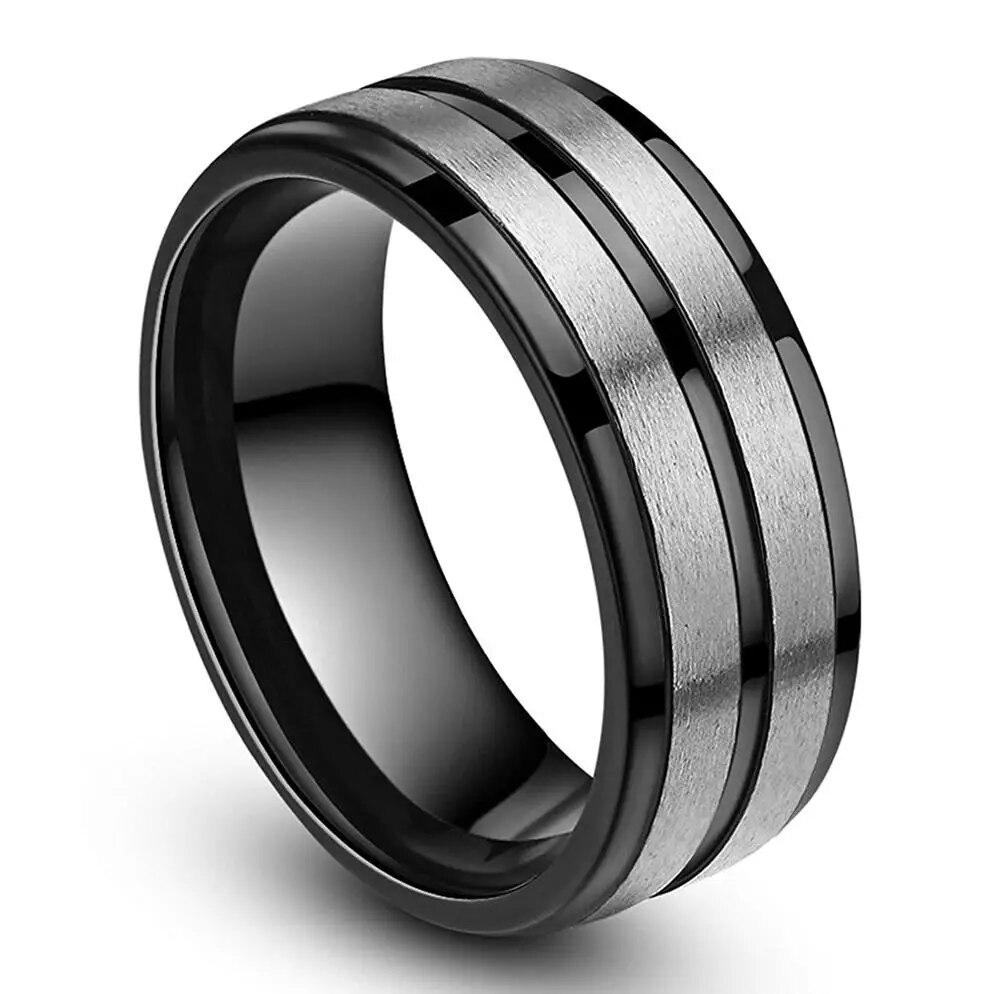 Titanium Rings for Men 8mm Matte Black Engagement Wedding Band for Male Comfort Fit Plus Size