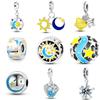 Luminous Sun Moon Charm Copper Plated 925 Silver Diy Bracelet Necklace Bead Accessories