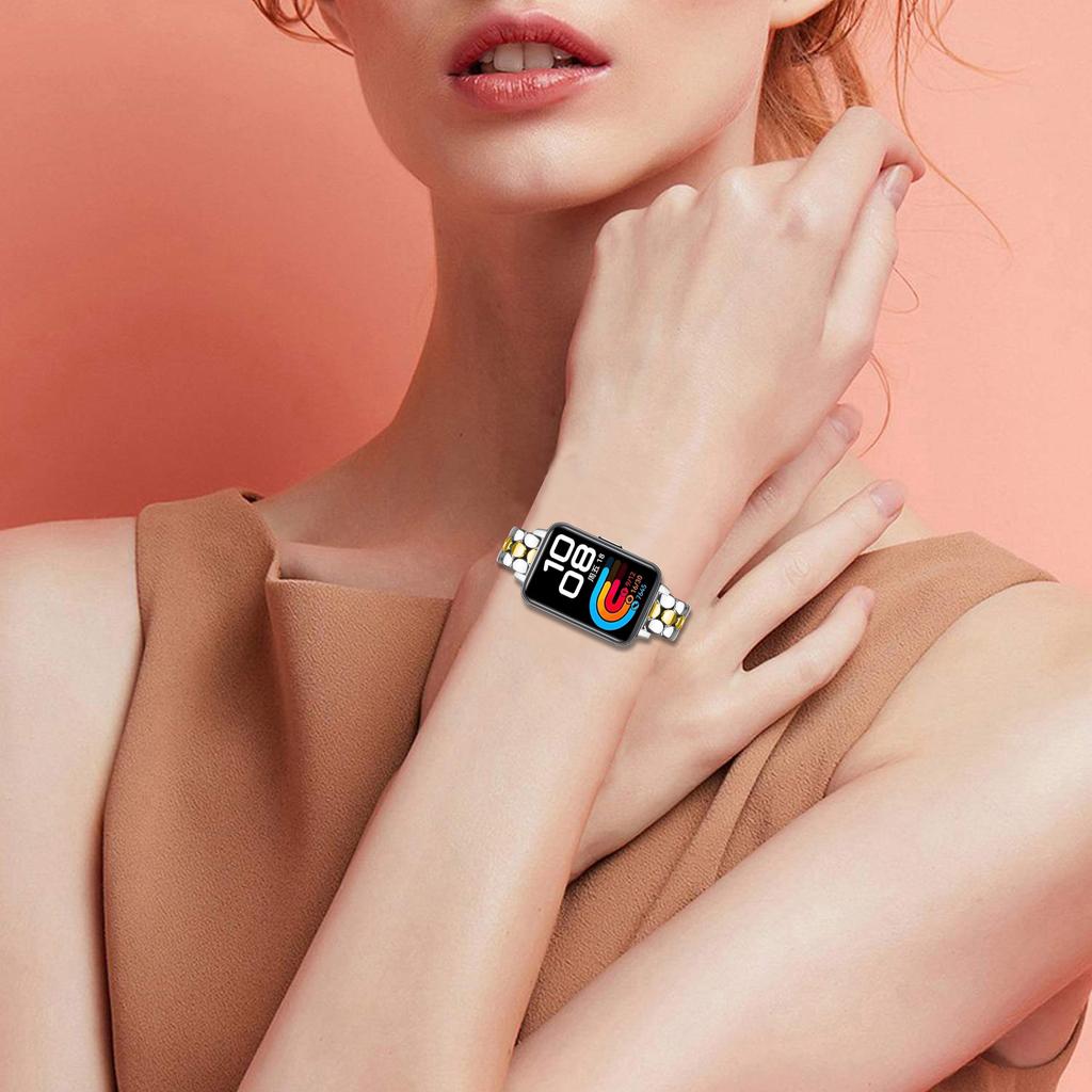 Металлический ремешок для часов Huawei Band 10/9/8, из нержавеющей стали с гальваническим покрытием, в форме жемчуга, наручный ремешок