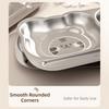 Multi Grids Children's Tableware Square Shaped Food Plate Stainless Steel Plate  Fruit Salad
