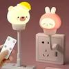 Светодиодный ночник USB Милый мультяшный медведь кролик Ночная лампа с пультом дистанционного управления для украшения детской спальни, прикроватная лампа