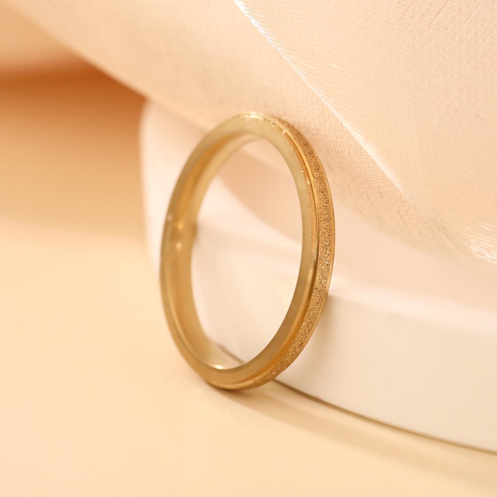 Matte Stainless Steel Gold Color Ring Women Men Minimalist Trendy Rings Couple Zircon Wedding Gift Wholesale