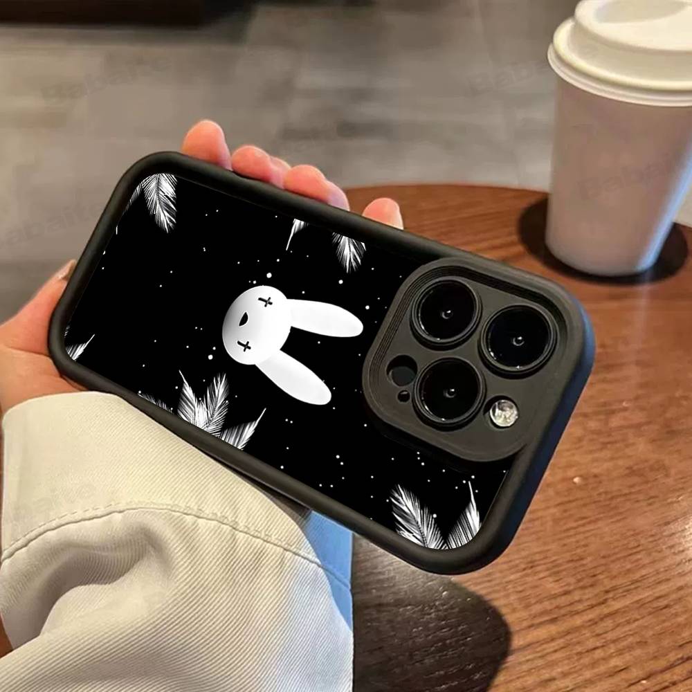 B-Bad Bunny Art Phone Case For IPhone 17 16 15 14 13 12 11 Pro Max Plus Silicone Shockproof Case