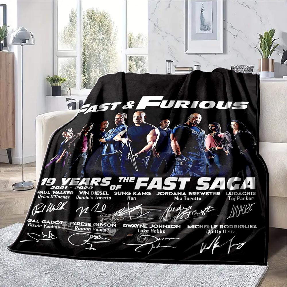 Fast & Furious Theme Printed Blanket - Perfect for Couch, Bed, Travel & Outdoor Use | Machine Washable, Cozy & Durable.