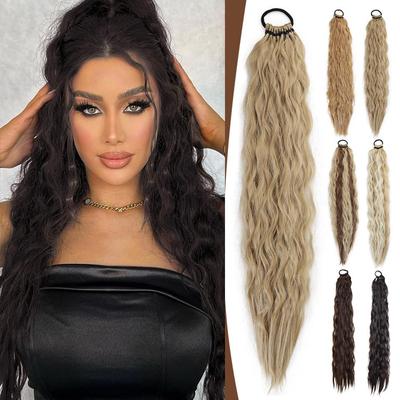 Волнистый Кудрявый Длинный Хвост Синтетический Парик Стиль Резинки Кудрявый Парик-Хвост Подходит для Женской Повседневной Вечерней Танцевальной Одежды