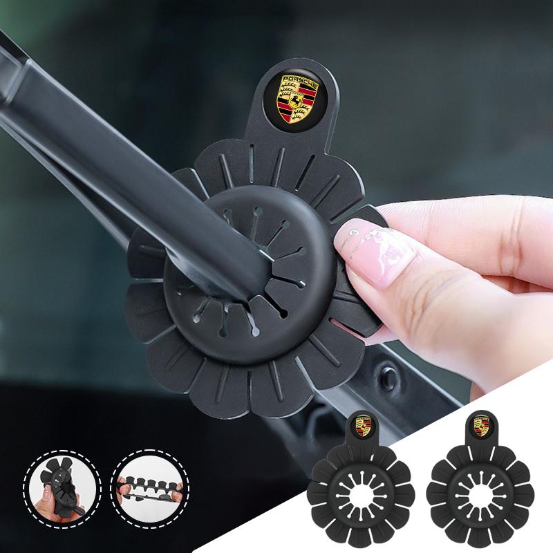 AIHQR1 2pcs Car Wiper Hole Protective Covers Windshield Wiper For Porsche 911 928 Cayenne Panamera Macan Boxster Carrera-GT Sticker