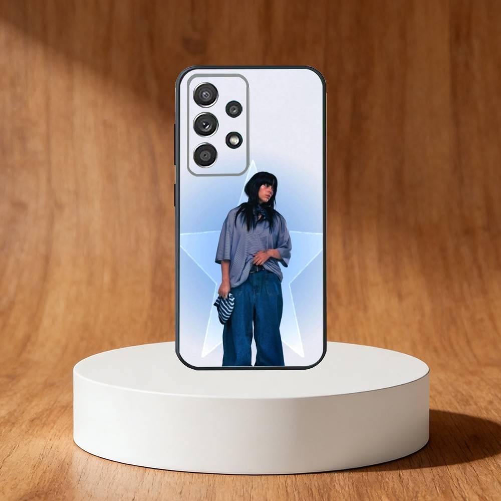 Billie B-BLUE Eilish singer Phone Case For Samsung S25,S24,S21,S22,S23,S30,Ultra,S20,Plus,Fe,Note,10,9,5G Black Cover