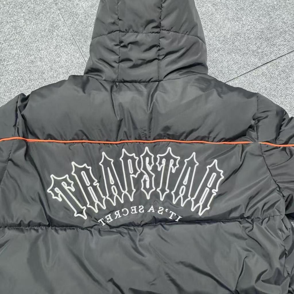 Мужская зимняя пуховая куртка с капюшоном и вышивкой Trapstar - Американский уличный хип-хоп стиль