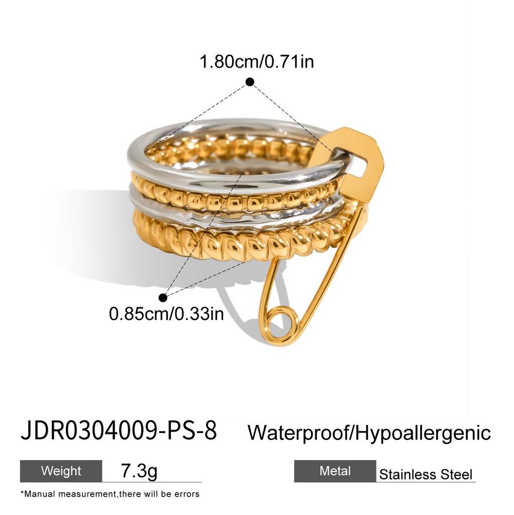 Youthway Multi-Layer Spiral Twisted Stacking Ring Handmade Gold Plated Stainless Steel Unisex Waterproof Finger Jewelry New Gift