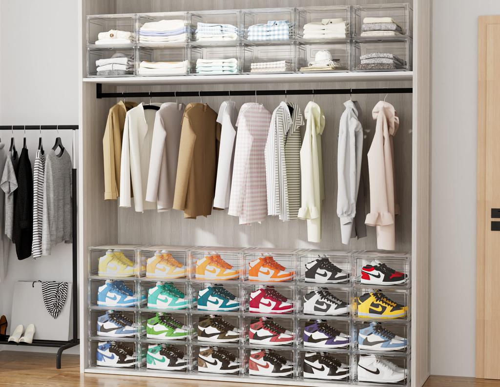 Обувь 6 Большая емкость для хранения Прозрачная передняя магнитная дверь для кроссовок Небольшое косметическое хранилище для обуви Хранение обуви Унисекс Вход для обуви Сборка обуви с